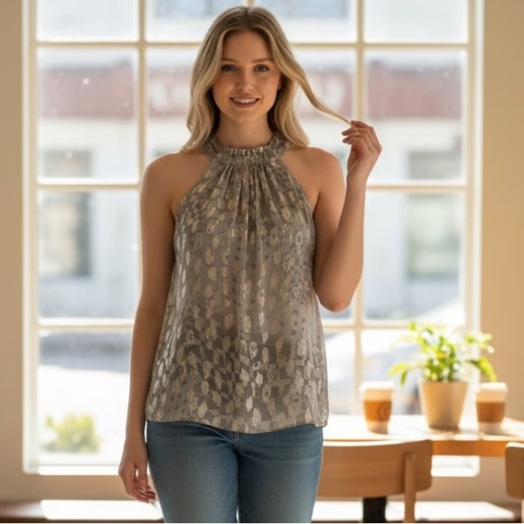 Ramy Brook Tops - NWT Ramy Brook Metallic Silver Halter Blouse